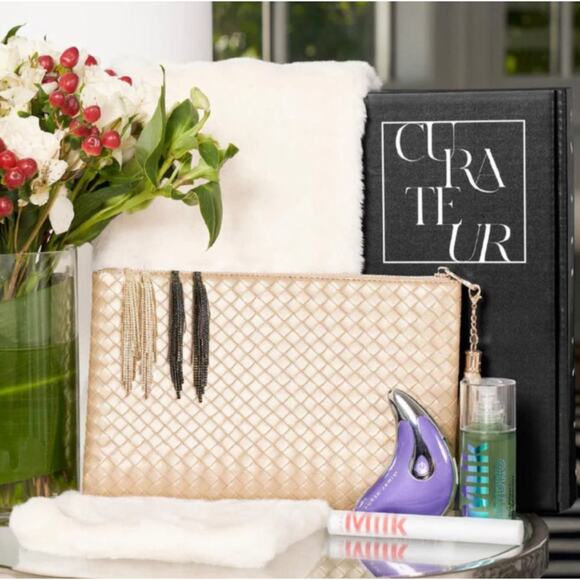 NWT! Virginia Wolf Mimi Metallic Gold Woven Clutch - Picture 5 of 11